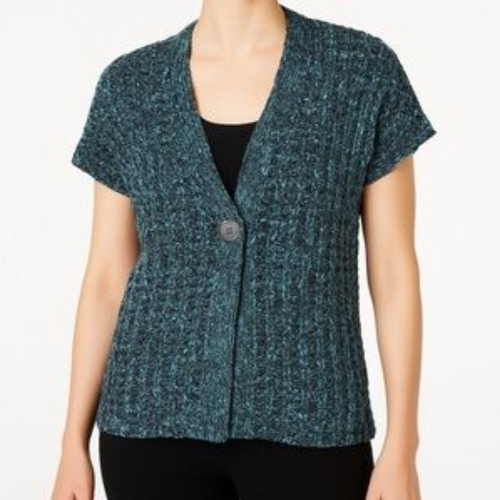 Jones New York Blue Cardigan Sweater with V-Neck
